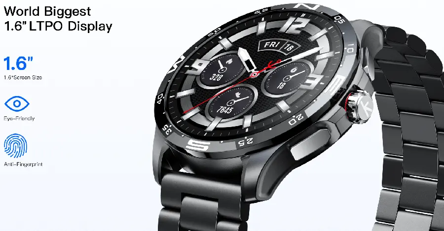 ساعة كيسليكت Actor Leading الذكية، شاشة LTPO مقاس 1.6 بوصة، تدعم gps، بلوتوث 5.3، مقاومة للماء 5 ATM، أسود