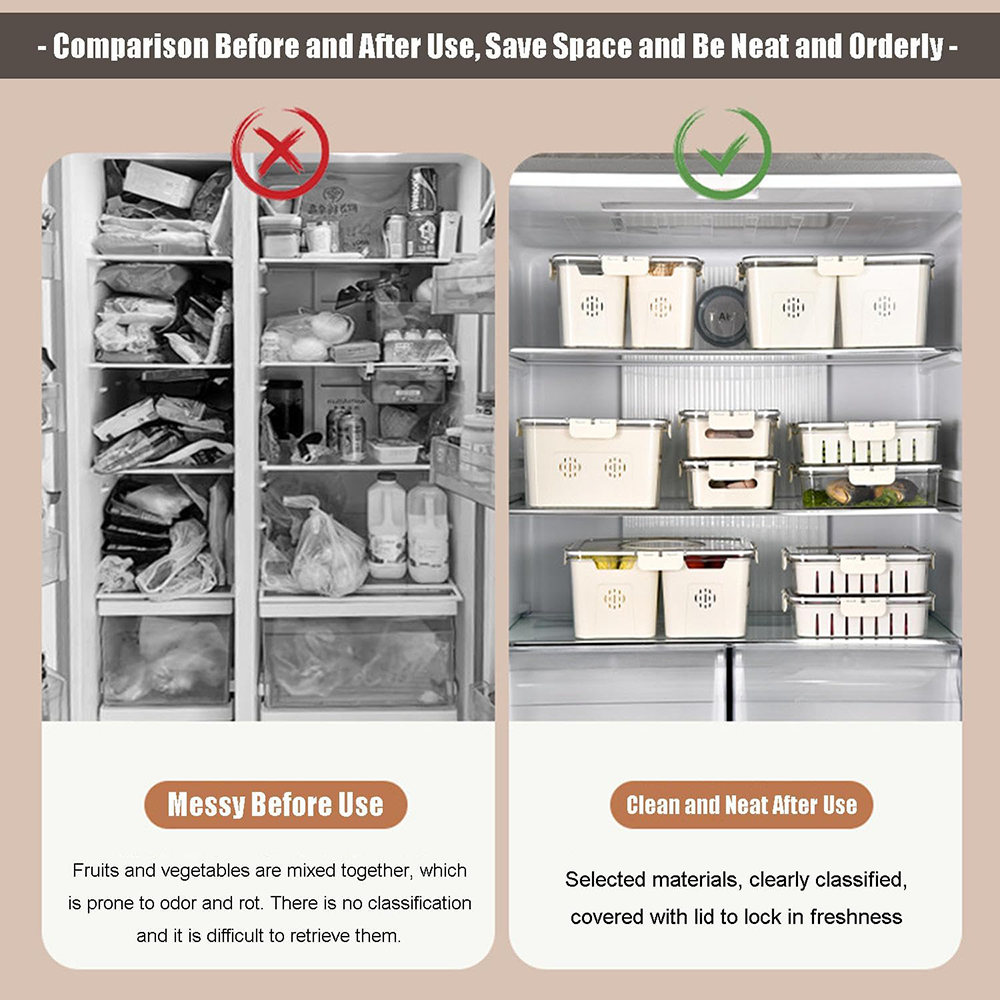 علبة  ثلاجة اكريلك مقسمة ، بيج ،  14-159