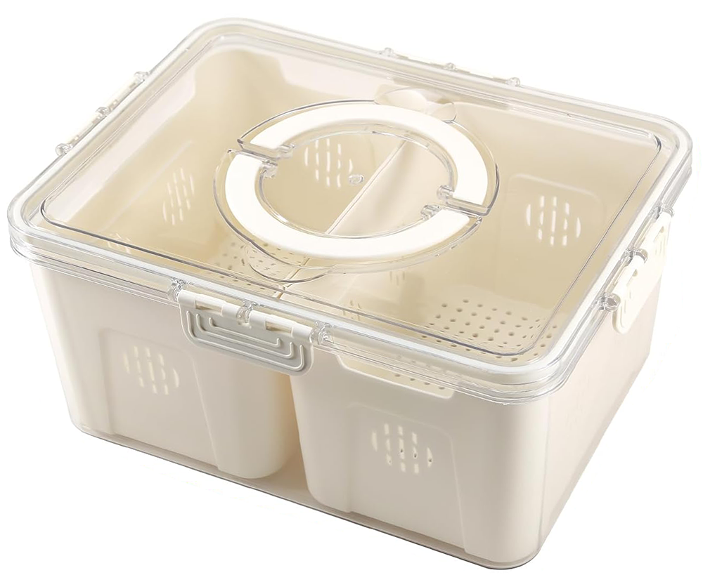 علبة ثلاجة اكريلك مقسم ، بيج ، 14-163