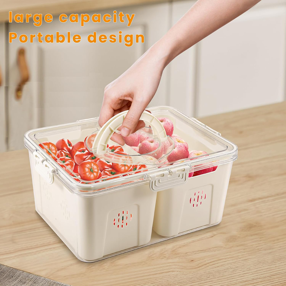 علبة ثلاجة اكريلك مقسم ، بيج ، 14-163