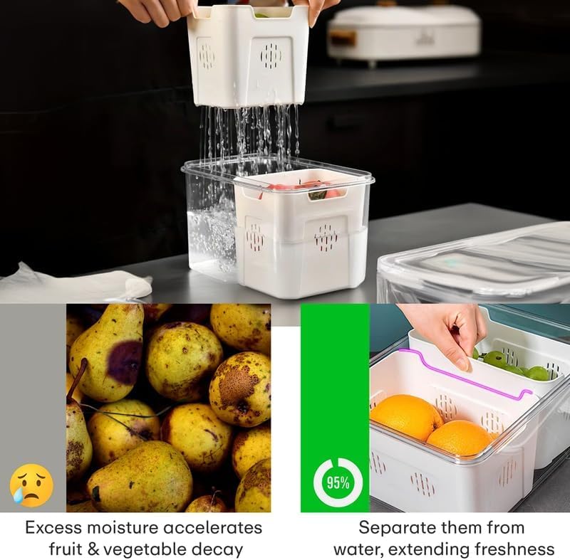 علبة ثلاجة اكريلك مقسم ، بيج ، 14-163