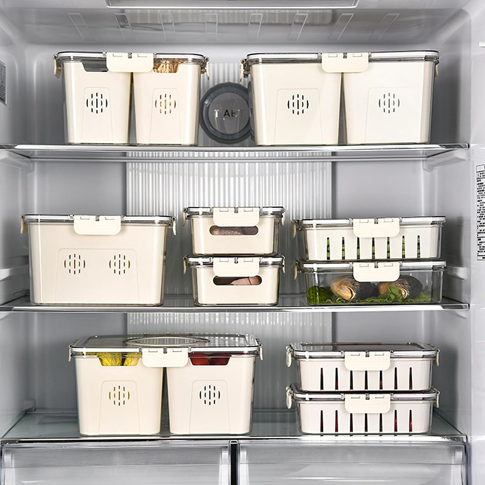 علبة ثلاجة اكريلك مقسم ، بيج ، 14-163