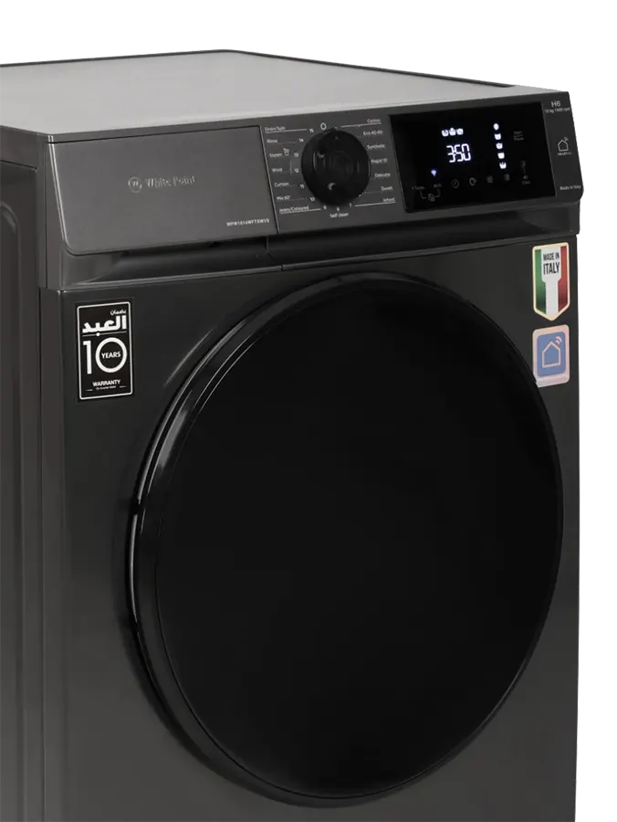 غسالة ملابس فول اوتوماتيك وايت بوينت ايطالي ، 9 كيلو ، 1400 لفه ، شاشة ديجيتال ،انفرتر ، خاصية البخار ، واي فاي ، جرافيت ، WPW914WFTSWVS