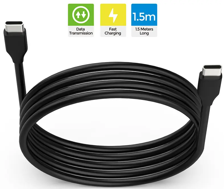 كابل شحن ونقل بيانات من دوب، يدعم الشحن السريع، طول 1.5 متر، ملائم لجهاز بلايستيشن 5، اسود، TP5-35102