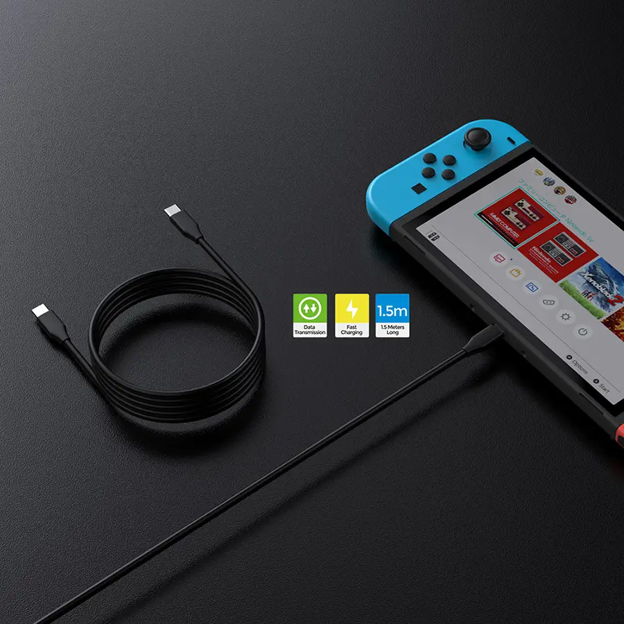 كابل شحن ونقل بيانات من دوب، يدعم الشحن السريع، طول 1.5 متر، ملائم لجهاز بلايستيشن 5، اسود، TP5-35102