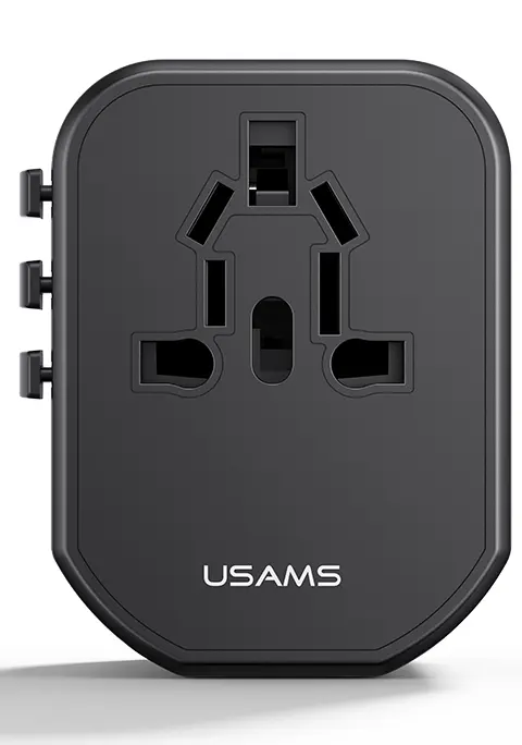 شاحن يوسامز يونيفرسال T59 ، شحن سريع 20 وات، 2 منفذ usb-a، منفذ type-c، يدعم مقبس يدعم US - UK - EU - AU، أسود، US-CC179-TC01