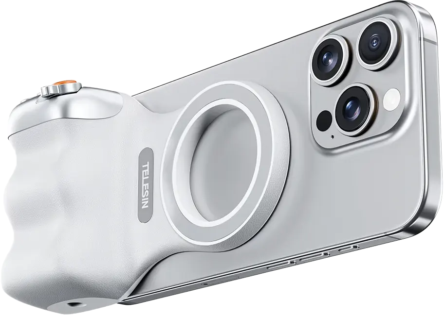حامل موبايل تيليسين فان شوت مجناتيك ، مع مفتاح تحكم في الكاميرا ، أبيض