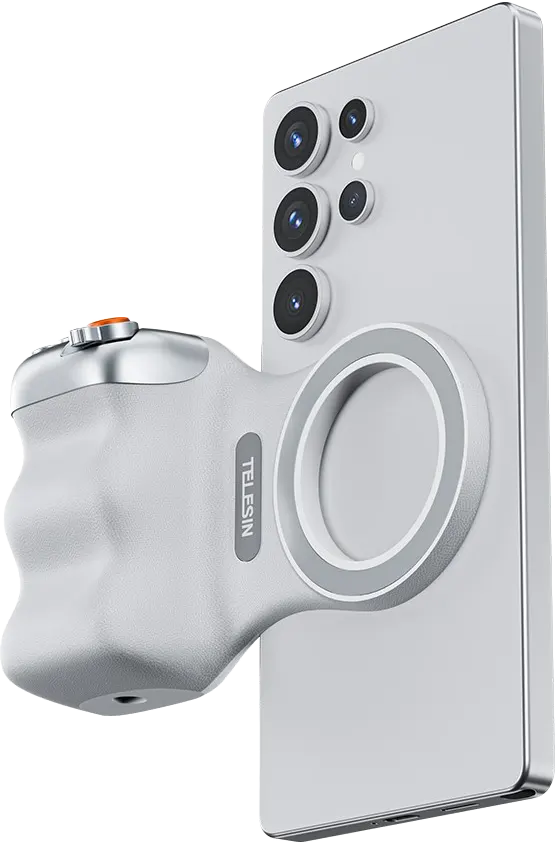 حامل موبايل تيليسين فان شوت مجناتيك ، مع مفتاح تحكم في الكاميرا ، أبيض