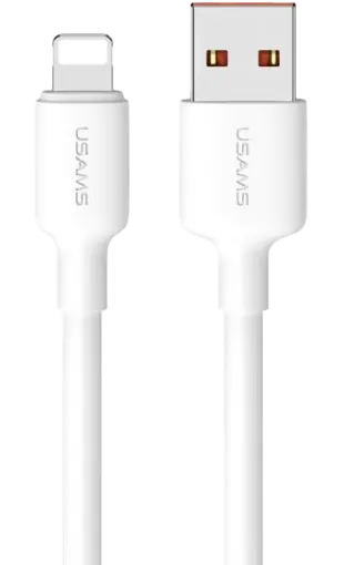 كابل شحن ونقل بيانات USAMS ، من Lightning الي USB Type -A ، بقدرة 2.4 امبير ، 2 متر، ابيض ، US-SJ605