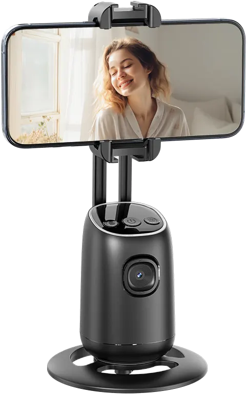 حامل هاتف سطح المكتب P05، تتبع تلقائي للوجه بالذكاء الاصطناعي، دوران 360 درجة، منفذ شحن type-c