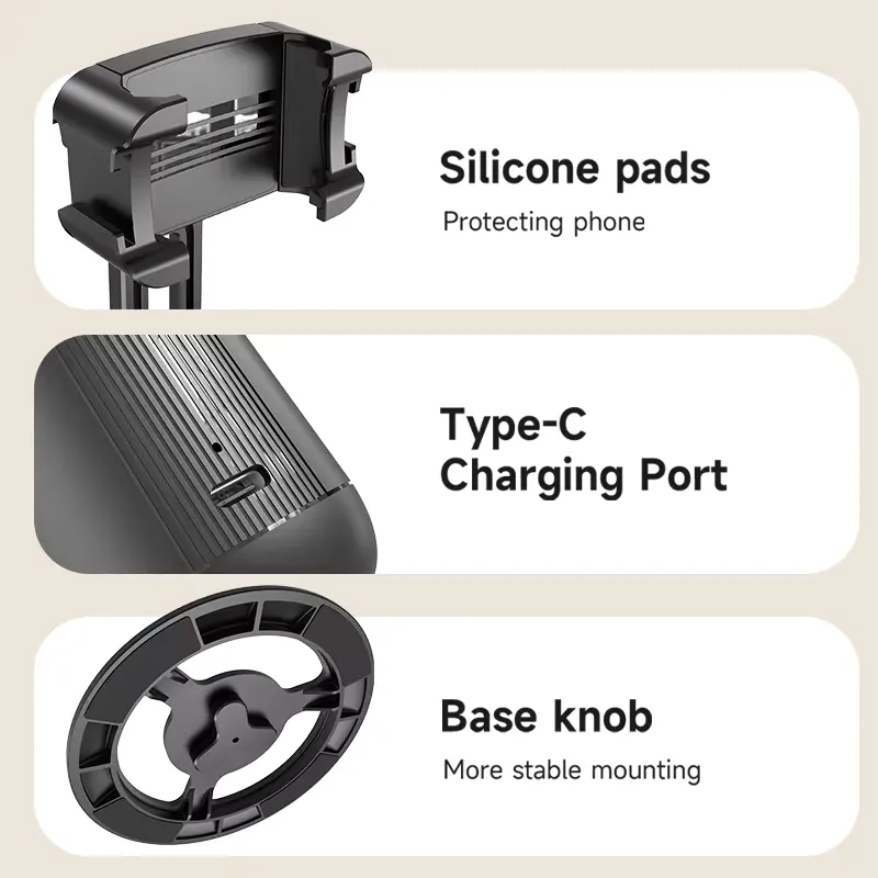 حامل هاتف سطح المكتب P05، تتبع تلقائي للوجه بالذكاء الاصطناعي، دوران 360 درجة، منفذ شحن type-c