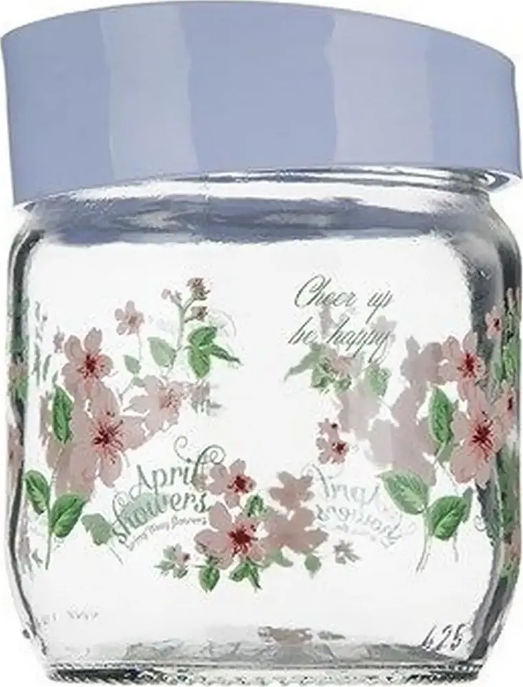 برطمان زجاج مزخرف بغطاء لف من تيتيز،425 مل،ألوان متعددة،KC-532