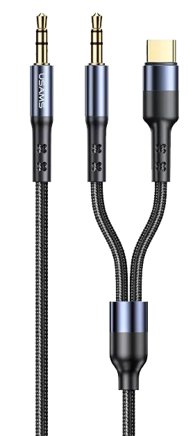 كابل صوت يوسامز 1X2 ، (3.5 مم + Type-C إلى 3.5 مم) ، اسود ، SJ555YP01