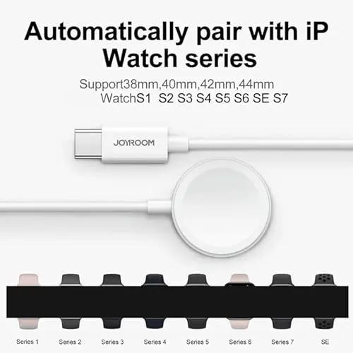 كابل شحن ماجناتيك أبل واتش من جوي روم ، 1.2 متر، أبيض ، 2.5 وات ، S-IW004