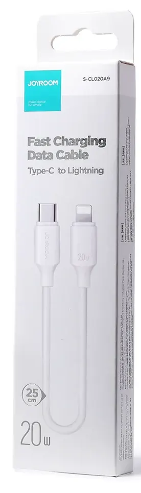 كابل شحن سريع جوي روم ، من Type - C إلى Lightning ، بقوة 20 وات ، 1 متر ، أبيض ، S-CL020A9