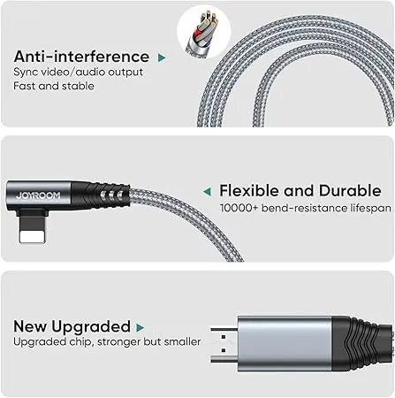 كابل جوي روم ، من Lightning إلى HDMI ، بدقة 4K ، رمادي ،  SY-35L1