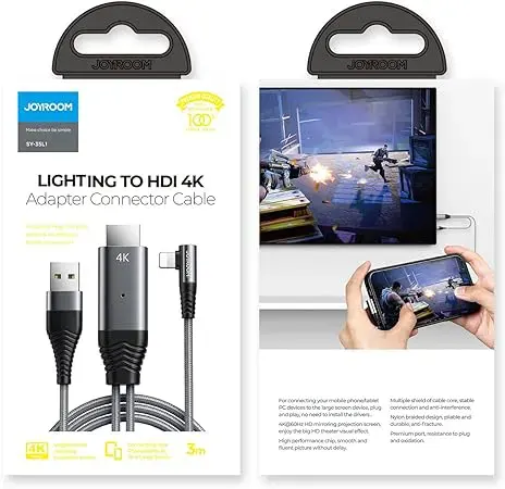 كابل جوي روم ، من Lightning إلى HDMI ، بدقة 4K ، رمادي ،  SY-35L1