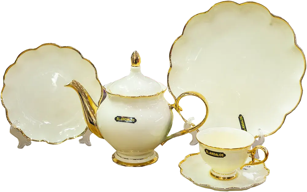 طقم سفرة بورسيلين الاندلس 62 قطعة وردة، لون كريمى، موديل 4026