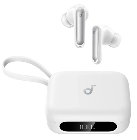 سماعات أذن أنكر ساوندكور P41i ، بلوتوث 5.3 ، خاصية إلغاء الضوضاء النشطة ، شاشة LED ، مقاومة للماء ، أبيض ،A3937H21