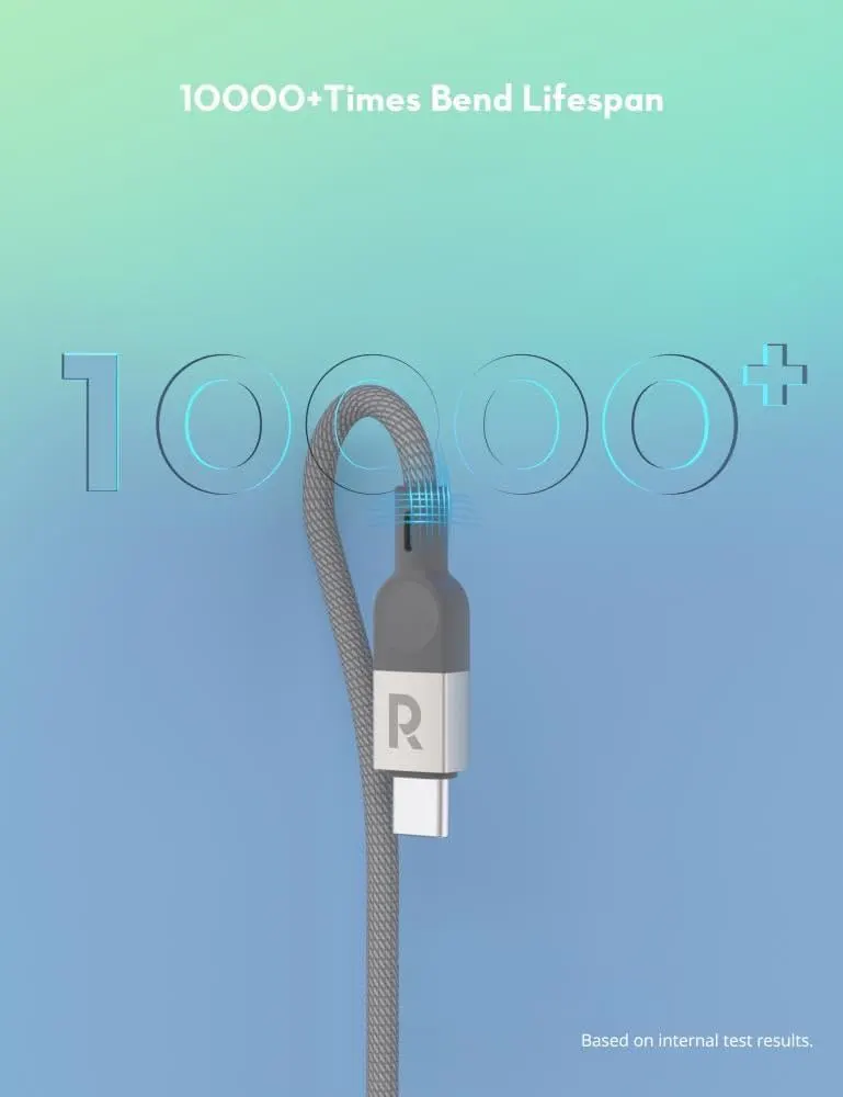 كابل شحن سريع من راف باور، 100 وات، مغناطيسي، من type-c الى type-c، طول 1.2 متر، أسود، RP-CB1039