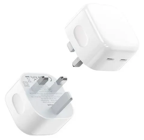 شاحن سريع جوي روم ثنائي المنفذ ، 35 وات ، أبيض ، L-2P356