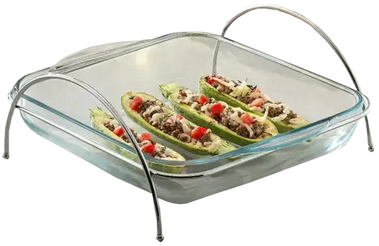 طاجن بيركس مربع تركي باستاند فضي من بوركام ،3.2 لتر،شفاف