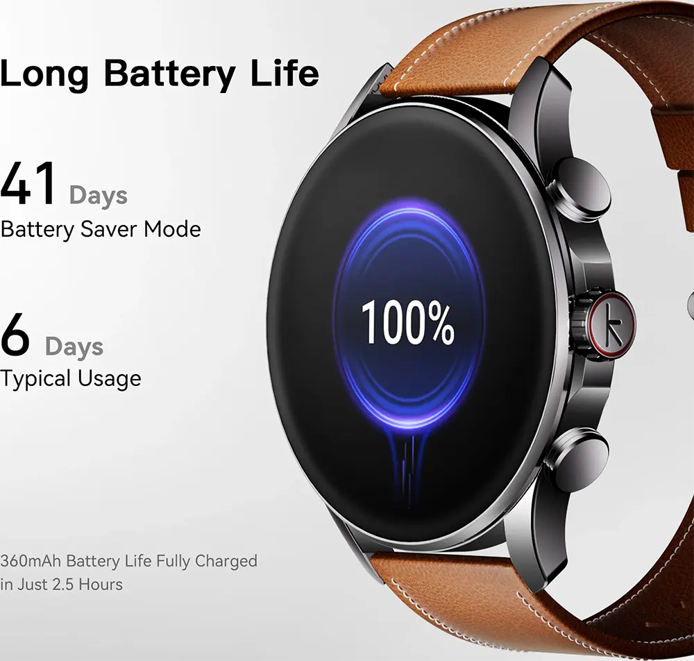 ساعة كيسليكت بالانسر الذكية، شاشة أموليد مقاس 1.43 بوصة، بلوتوث 5.3، مقاومة للماء حتى عمق 2ATM، أحزمة جلدية وسيليكون، لون أسود.