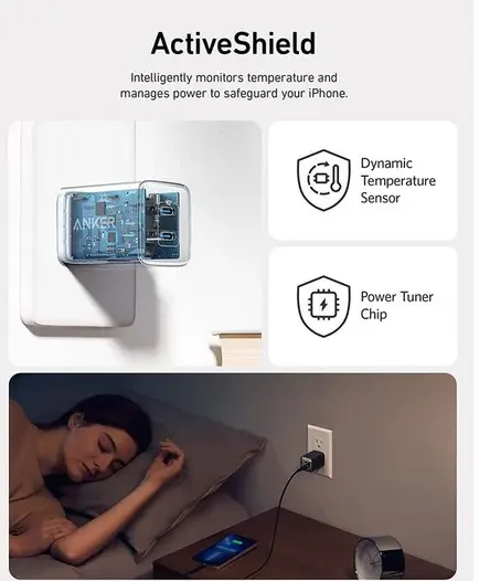 شاحن انكر نانو برو521 ، بقدرة 40 وات ، منفذين للشحن ، اسود ، A20386Q1