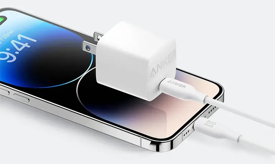 شاحن أنكر السريع ، 30 وات ، مع كابل من Type - C إلى Type - C ابيض ، B2639P21