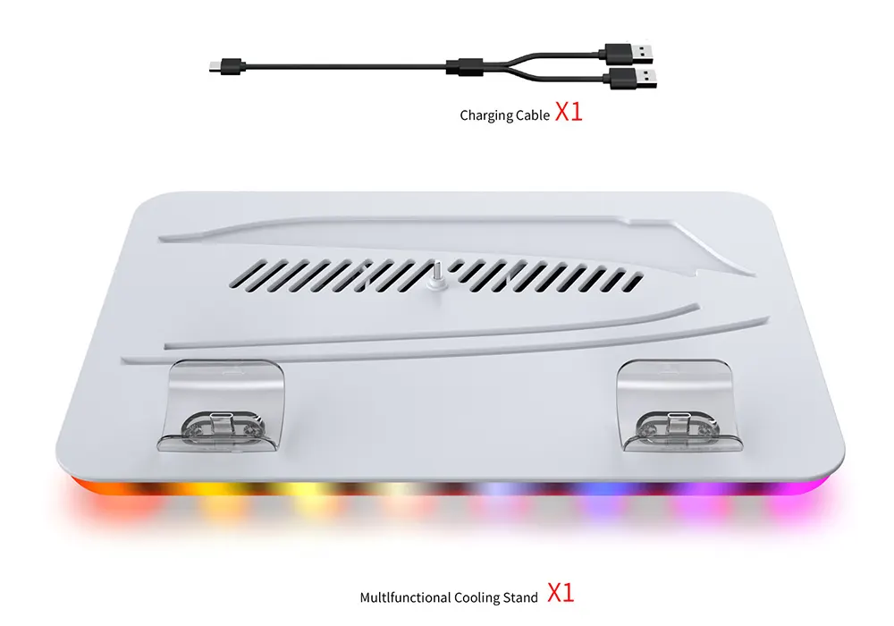 قاعدة شحن مع مروحة تبريد بلايستيشن 5 من دوب، اضاءة rgb، مروحة تبريد 3 سرعات ، أبيض، TP5-35103