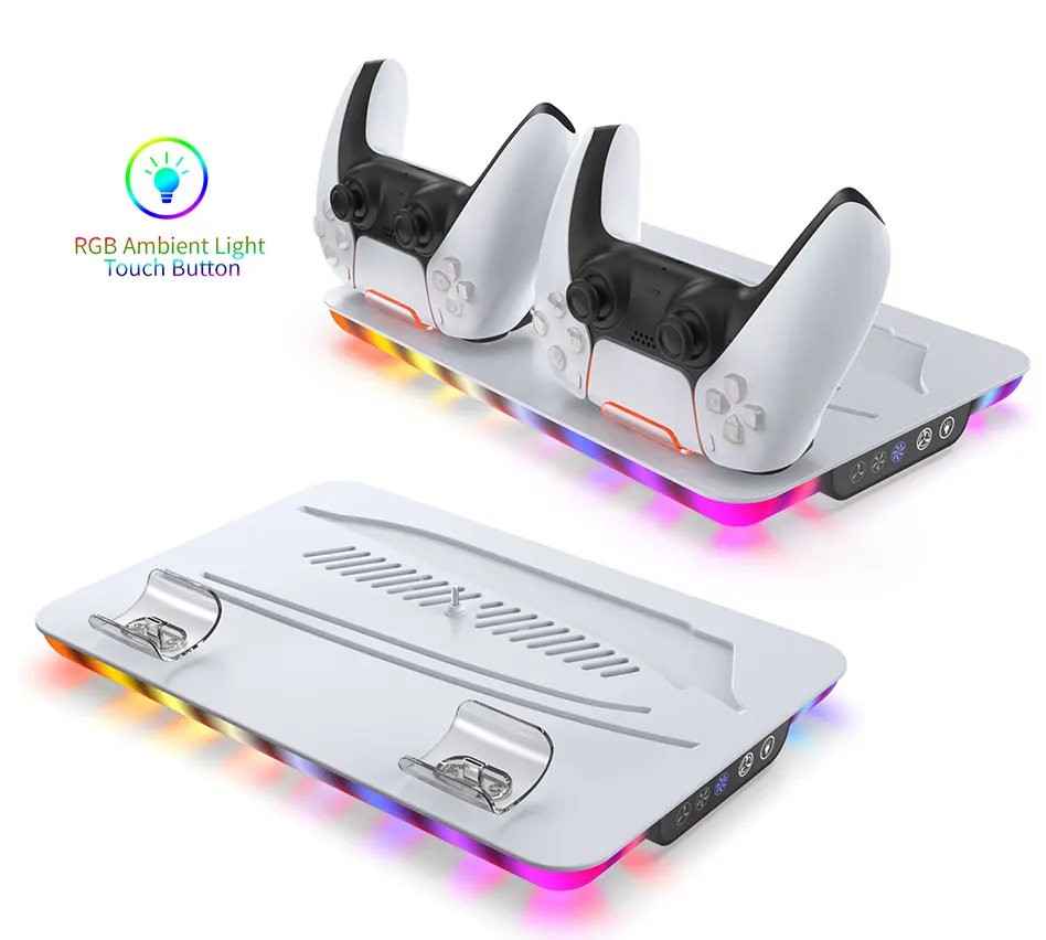 قاعدة شحن مع مروحة تبريد بلايستيشن 5 من دوب، اضاءة rgb، مروحة تبريد 3 سرعات ، أبيض، TP5-35103