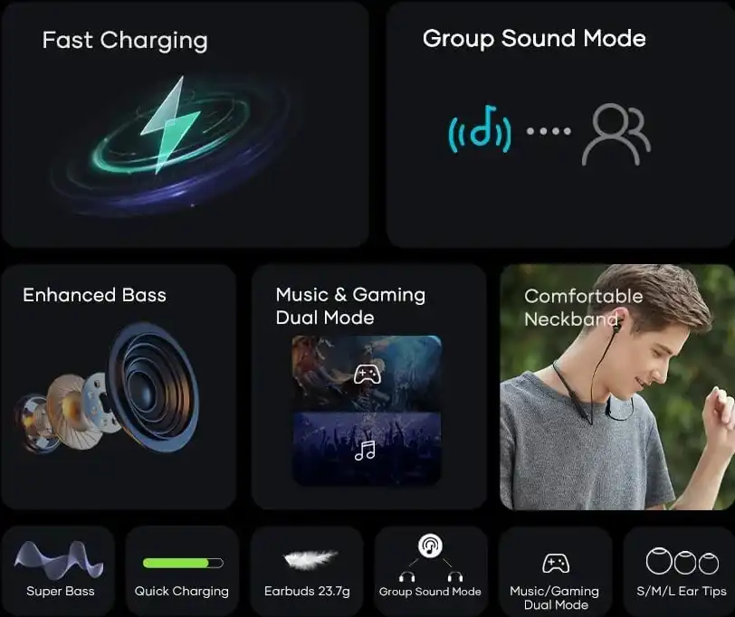 سماعات أذن لاسلكية نيك باند أوتيتو، بلوتوث 5.3، أسود، OSP1