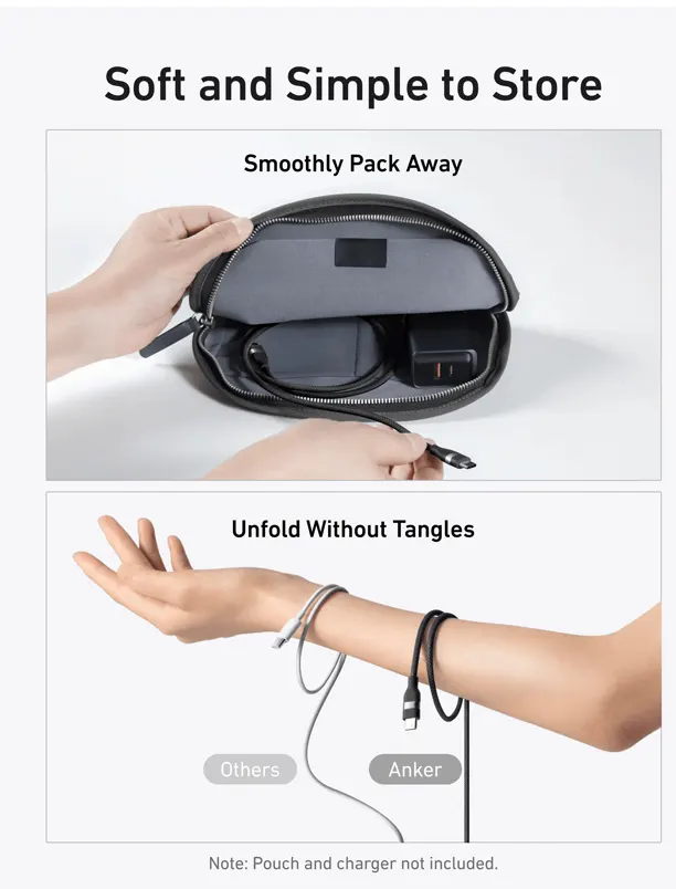 كابل شحن أنكر ، من Type - C إلى لايتنينج ، 60 وات ، 90 سم ، اسود ، A82B2011