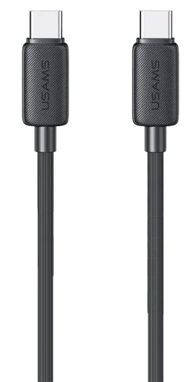 كابل شحن يوسامز ، 60 وات ، من Type - C إلى Type - C ،بطول 2 متر ، اسود ، US-SJ696