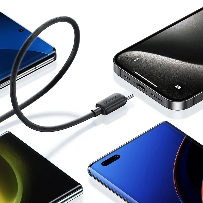 كابل شحن يوسامز ، 60 وات ، من Type - C إلى Type - C ،بطول 2 متر ، اسود ، US-SJ696