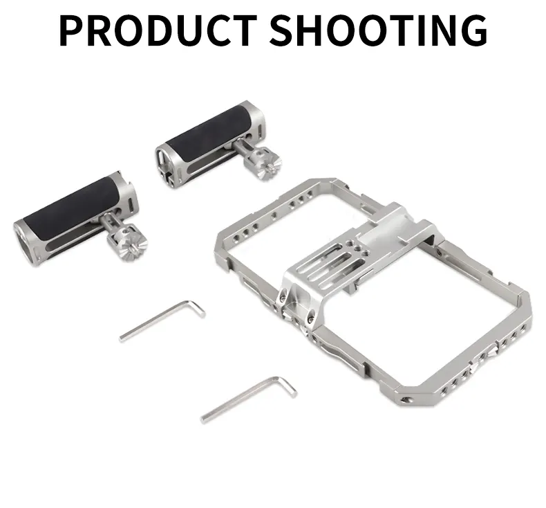 حامل هاتف للتصوير من جينيرال مع قبضتين، إمكانية التصوير الرأسي والأفقي، 30 فتحة برغى ¼ بوصة، معدني ، فضي، GC072