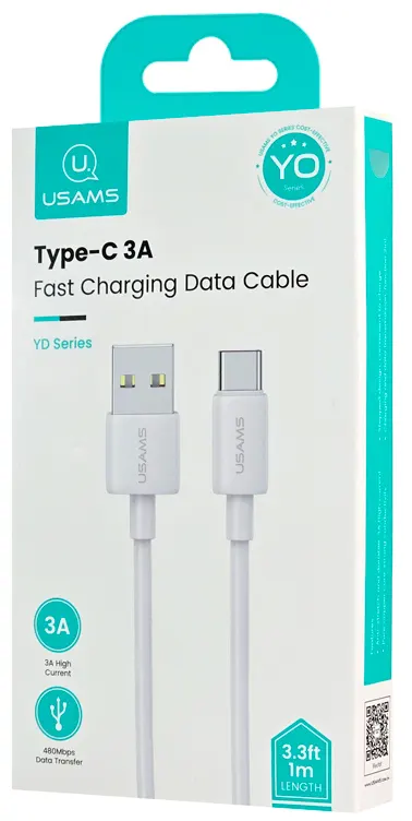 كابل شحن يوسامز السريع ، 18 وات ، من USB 3A إلى TYPE - C ،  بطول 1 متر ، SJ708USB02