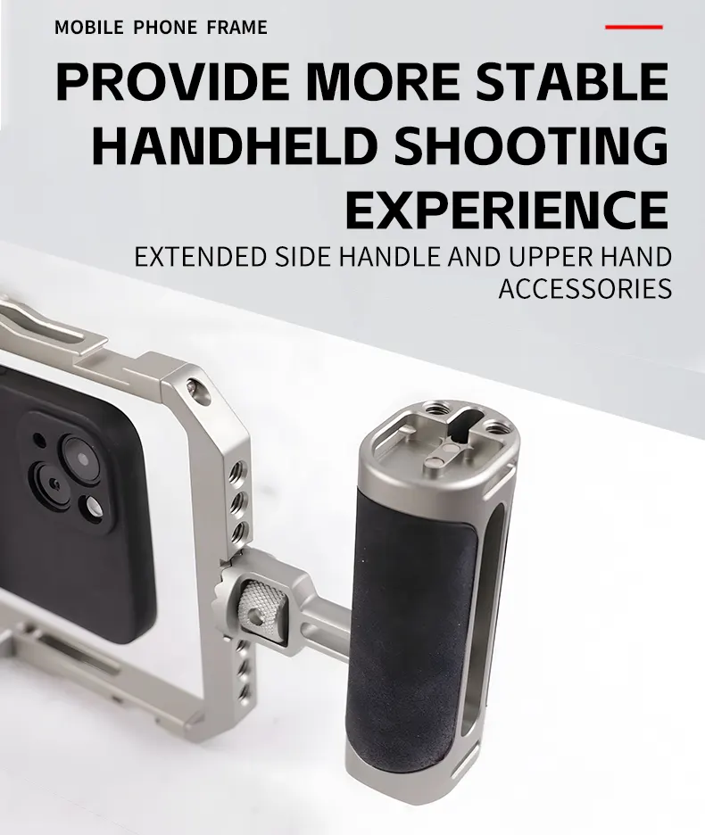 حامل هاتف للتصوير من جينيرال مع قبضتين، إمكانية التصوير الرأسي والأفقي، 30 فتحة برغى ¼ بوصة، معدني ، فضي، GC072