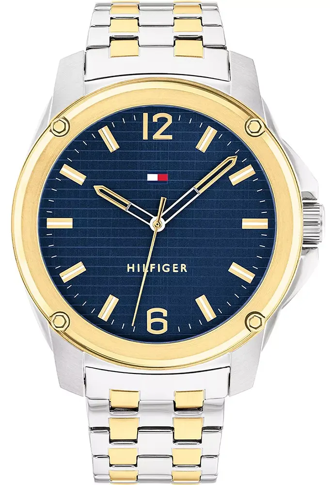 ساعة تومي هيلفيغر للرجال، مينا ازرق، عقارب دائرية، سوار ستانلس ستيل فضي، 1710507