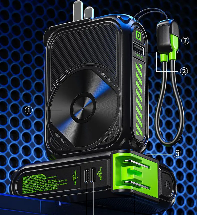 باور بانك لاسلكي ناين كيو جي ماج سيف، 22.5 واط، 10000 مللي أمبير-ساعة، متعدد الألوان