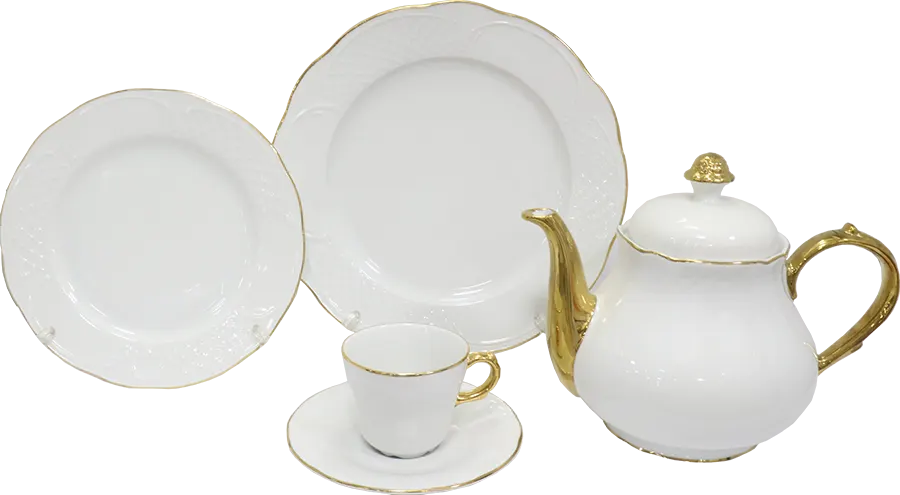 طقم صيني سفره ريسمندور ،  112قطعة ، ابيض مدهب