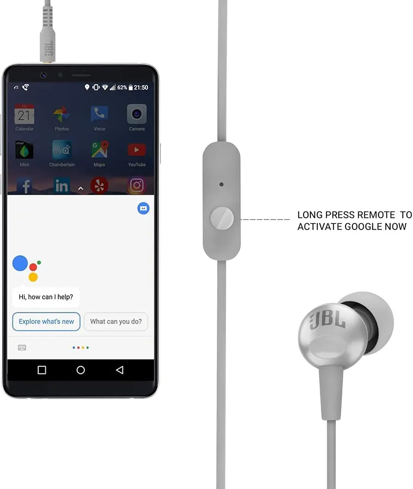 سماعة أذن سلكية من جي بي ال، مقاس 3.5 مم، لون رمادي، C200SI