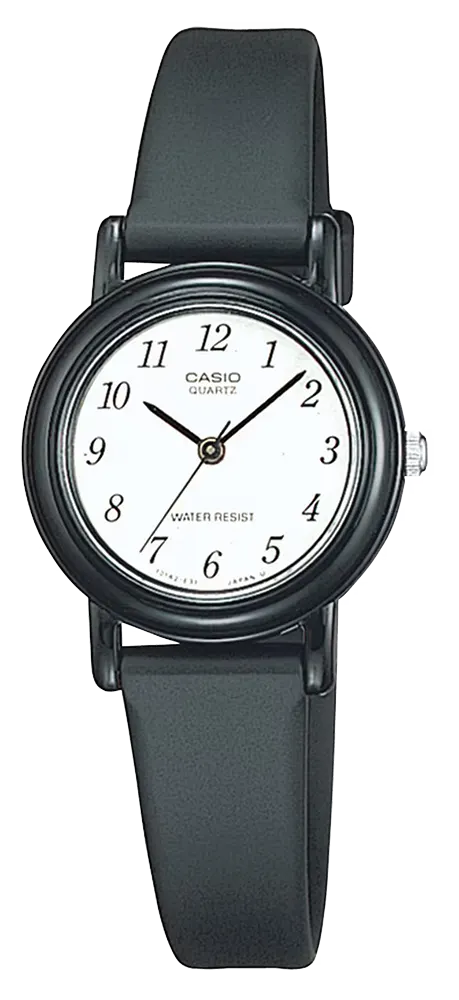 Casio Women's Watch, Round Hands, White Dial, Black Resin Band, LQ-139BMV-1BLDF