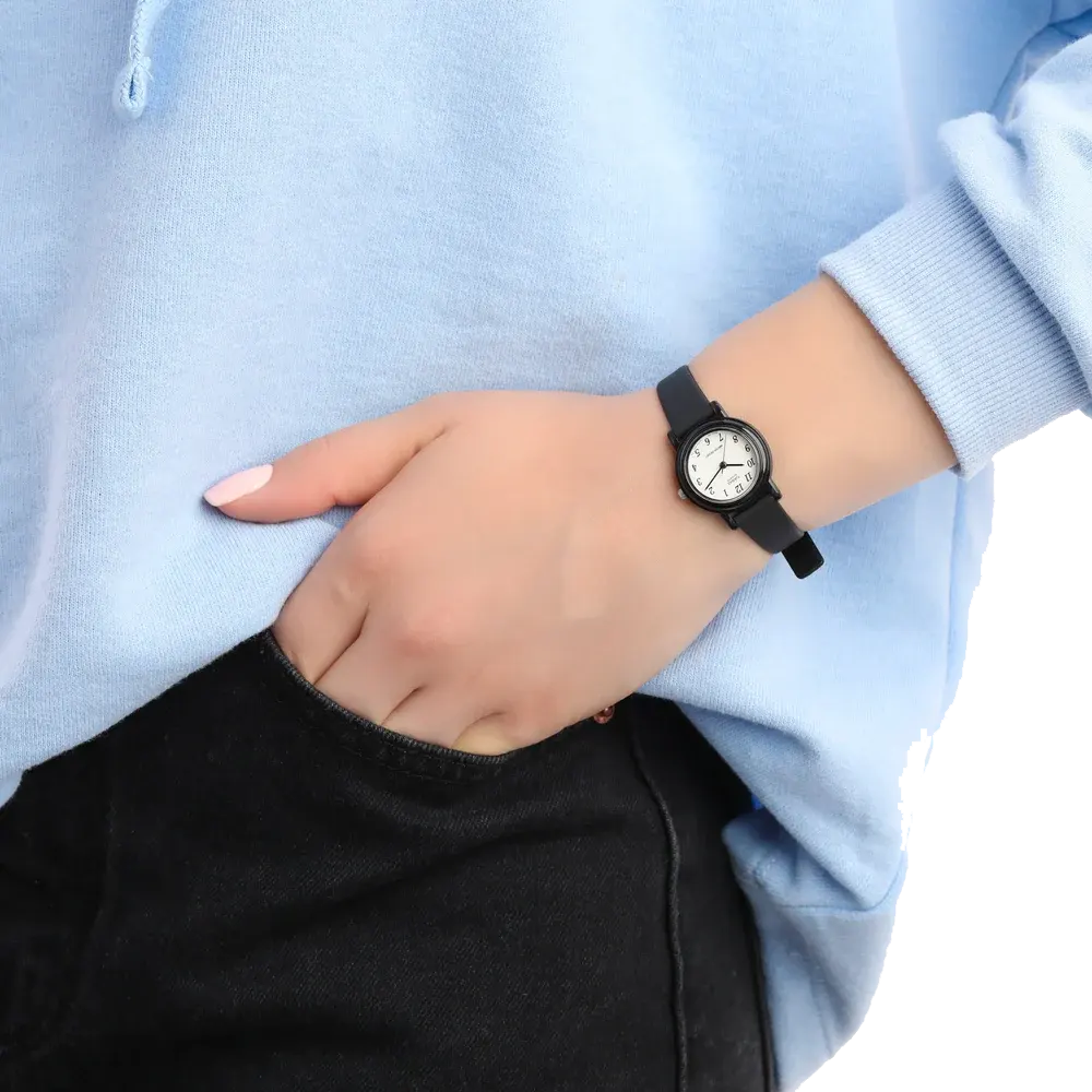 Casio Women's Watch, Round Hands, White Dial, Black Resin Band, LQ-139BMV-1BLDF