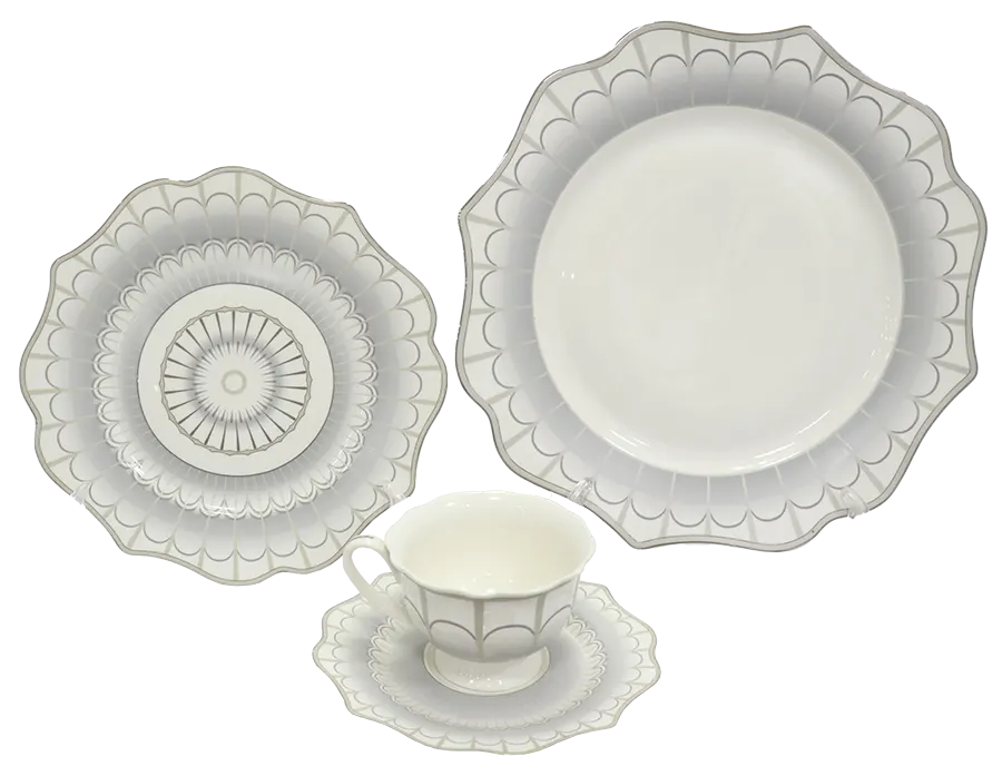 طقم صيني للسفره كينج ، 111 قطعة ، ابيض ، YY-08