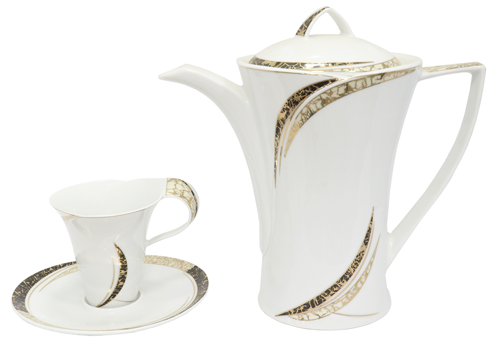 طقم صيني سفره انفينتي جولد سبلاش ، 124قطعة ، ابيض