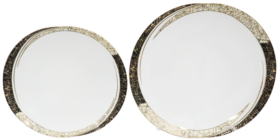 طقم صيني سفره انفينتي جولد سبلاش ، 124قطعة ، ابيض