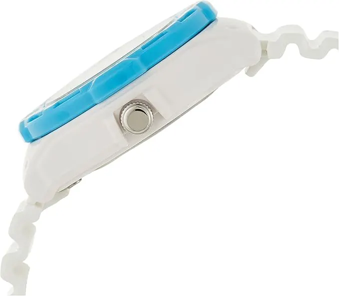 ساعة كاسيو للنساء،عقارب دائرية ،مينا ابيض، سوار من الراتنج الابيض، LRW-200H-2BVDF