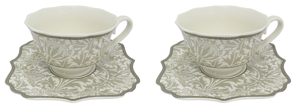 طقم صيني كينج مربع ، ابيض في جراي ، 111 قطعة ، LM-06