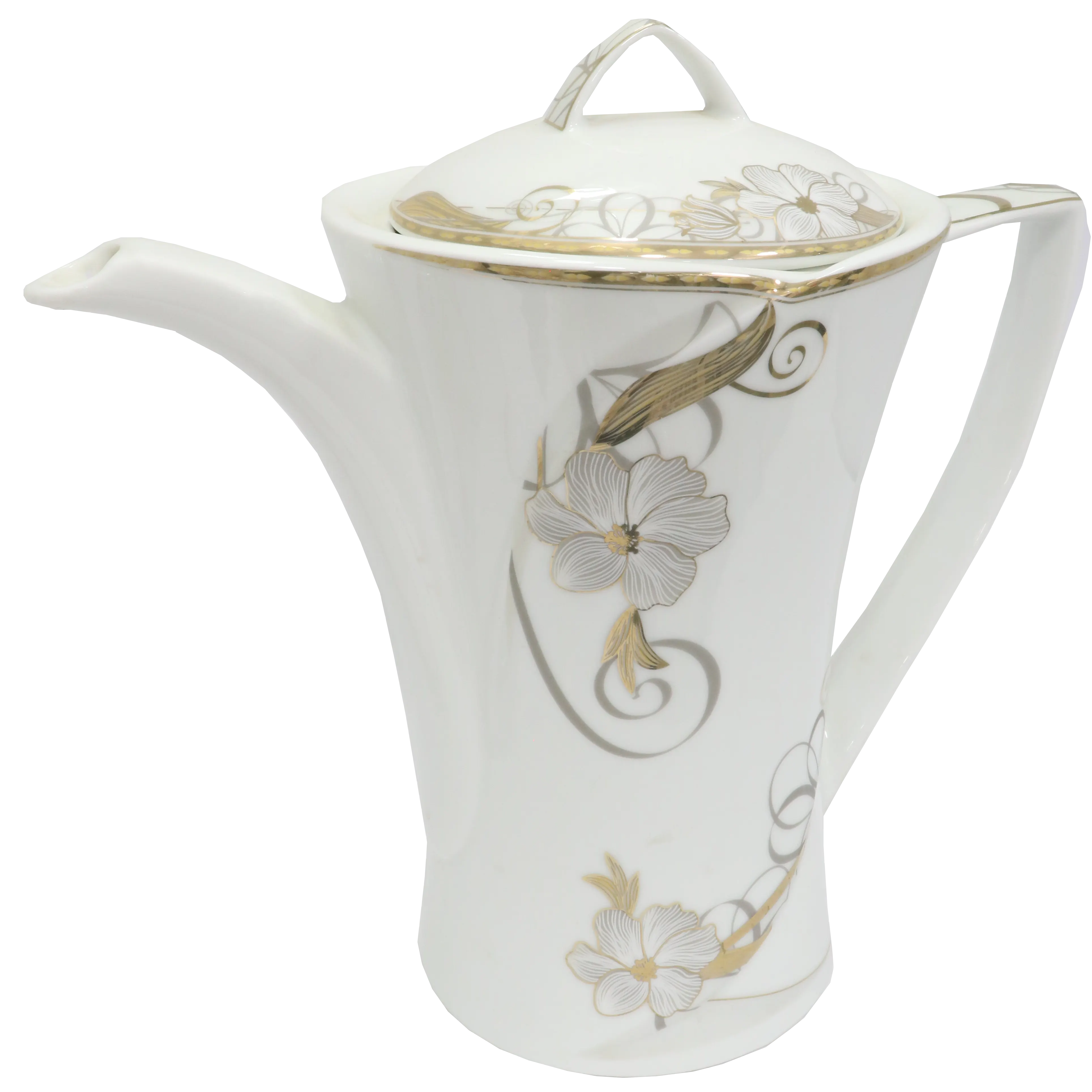 طقم صيني انفينتي فلوريدا ابيض في جولد ، 124 قطعة